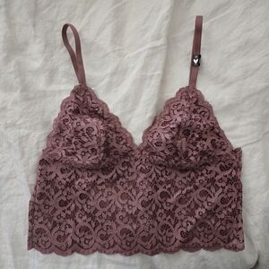 NWOT Victoria's Secret Unlined Lace Bralette Medium Mauve Rose